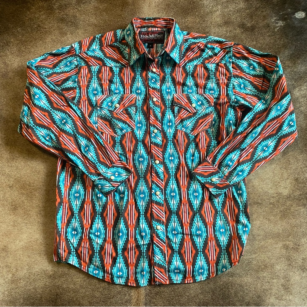 Aztec Pearl Snap Youth XL shirt